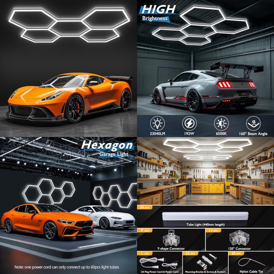 Car Led Light - 육각형 차고 조명, LED 허니콤 천장